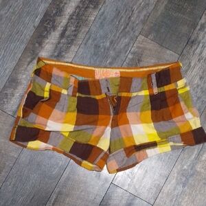 Billabong Checker Short Shorts Brown Yellow Pattered